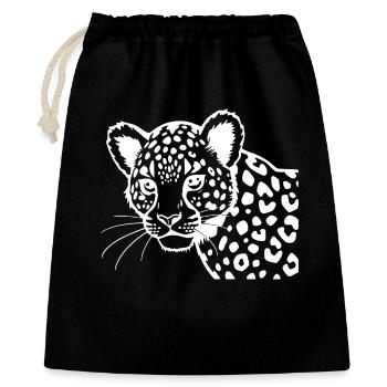 Leopard - Geschenkbeutel aus Baumwolle (40 x 50 cm) - Schwarz - Vorne