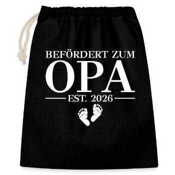 Befördert zum Opa 2026 - Babyparty - Geschenkbeutel aus Baumwolle (40 x 50 cm) - Schwarz - Vorne