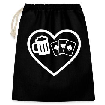 Coeur Bier Belote Humor - Geschenkbeutel aus Baumwolle (40 x 50 cm) - Schwarz - Vorne