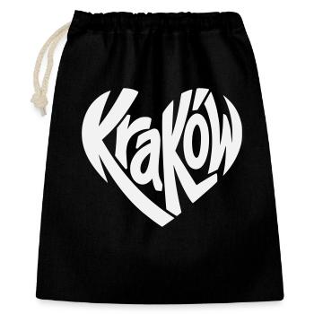Krakau, Krakow Herz Typo-Logo - Geschenkbeutel aus Baumwolle (40 x 50 cm) - Schwarz - Vorne