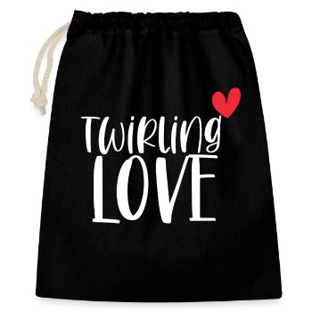 Twirling Love Baton Sport Geschenk - Geschenkbeutel aus Baumwolle (40 x 50 cm) - Schwarz - Vorne
