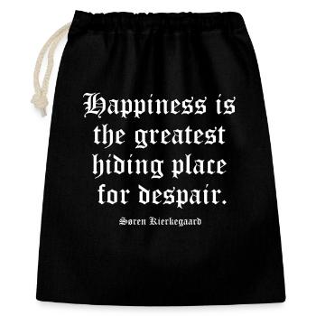 Citation de Kierkegaard sur Le désespoir caché dans le bonheur - Sac cadeau 40 x 50 cm - noir - Devant