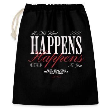 Happens: Timing zeigt Chance - Geschenkbeutel aus Baumwolle (40 x 50 cm) - Schwarz - Vorne