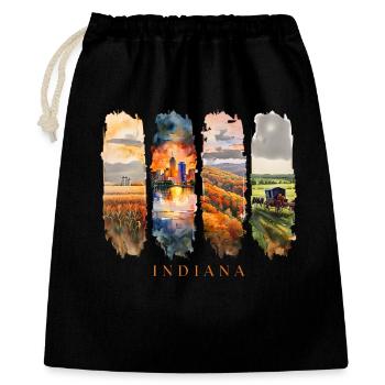 Voyage de vacances dans l’Indiana – Motif du cœur du pays et de la nature - Sac cadeau 40 x 50 cm - noir - Devant