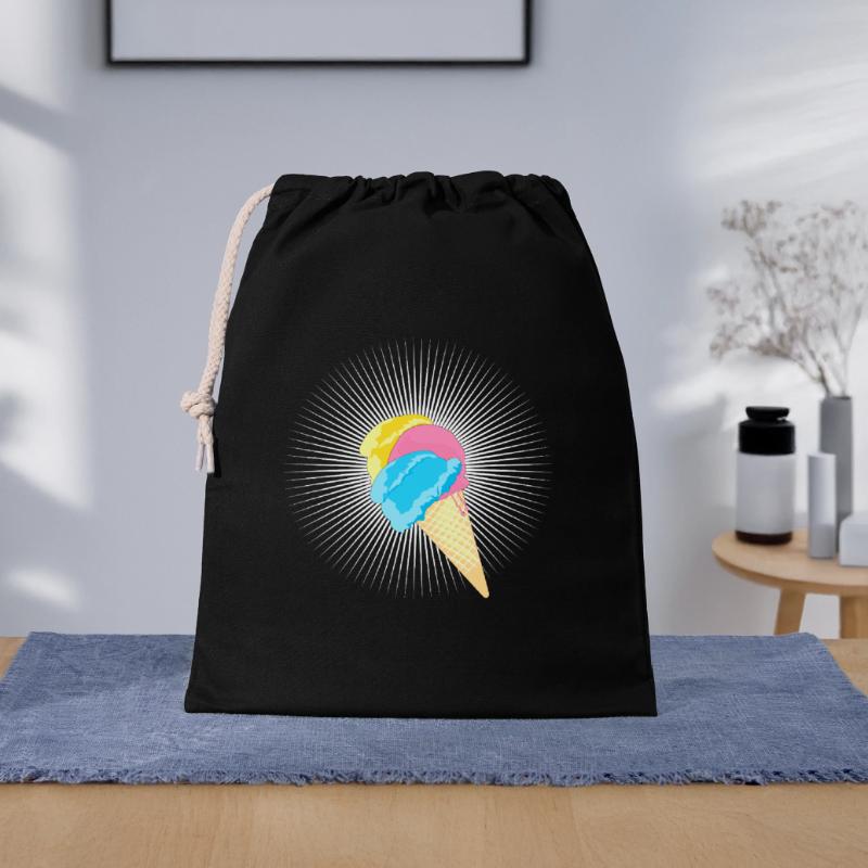 Eis Eistüte Eiskrem Softeis Waffel Strahlen Geschenkbeutel aus Baumwolle (40 x 50 cm)