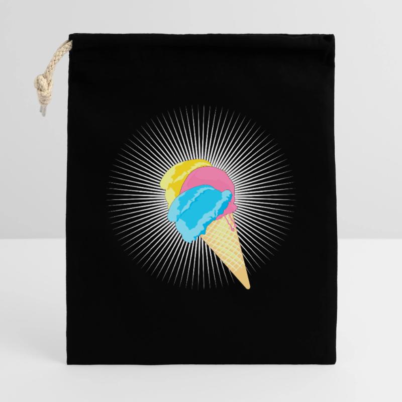 Eis Eistüte Eiskrem Softeis Waffel Strahlen Geschenkbeutel aus Baumwolle (40 x 50 cm)