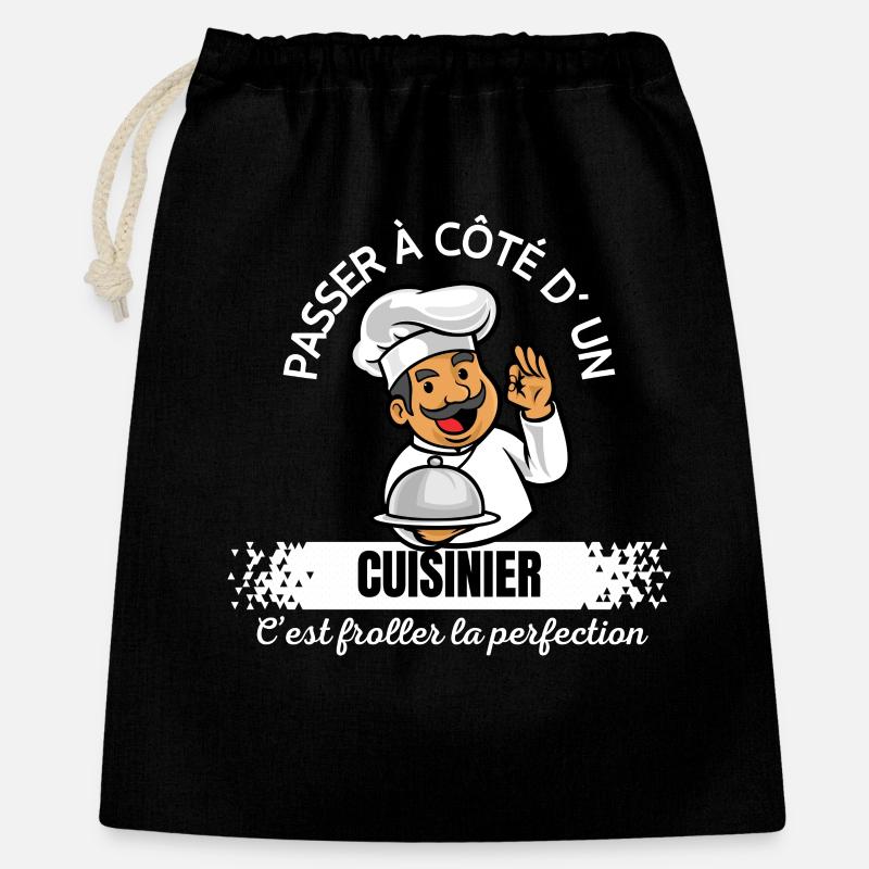 Cartoon Chef: Vorbeigehen an einem Koch vorbei - Geschenkbeutel aus Baumwolle (40 x 50 cm) - Schwarz