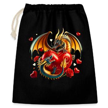Dragon du Cœur dans le Feu de l’Amour - Sac cadeau 40 x 50 cm - noir - Devant