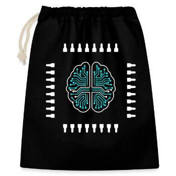 AI Brain Chip Processor Tech Vector - Gift Bag 40 x 50 cm - black - Front
