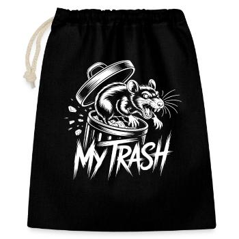Aggressive Ratte im Mülleimer – My Trash Fun - Geschenkbeutel aus Baumwolle (40 x 50 cm) - Schwarz - Vorne