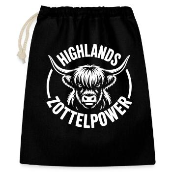 Highland Zottelpower - Geschenkbeutel aus Baumwolle (40 x 50 cm) - Schwarz - Vorne