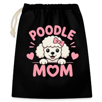 Pudel Mom Herzchen - Geschenkbeutel aus Baumwolle (40 x 50 cm) - Schwarz - Vorne