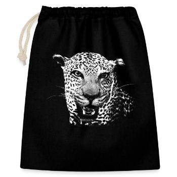 Leopard - Geschenkbeutel aus Baumwolle (40 x 50 cm) - Schwarz - Vorne
