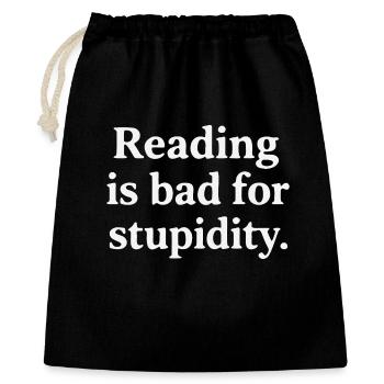 Reading harms stupidity - Gift Bag 40 x 50 cm - black - Front