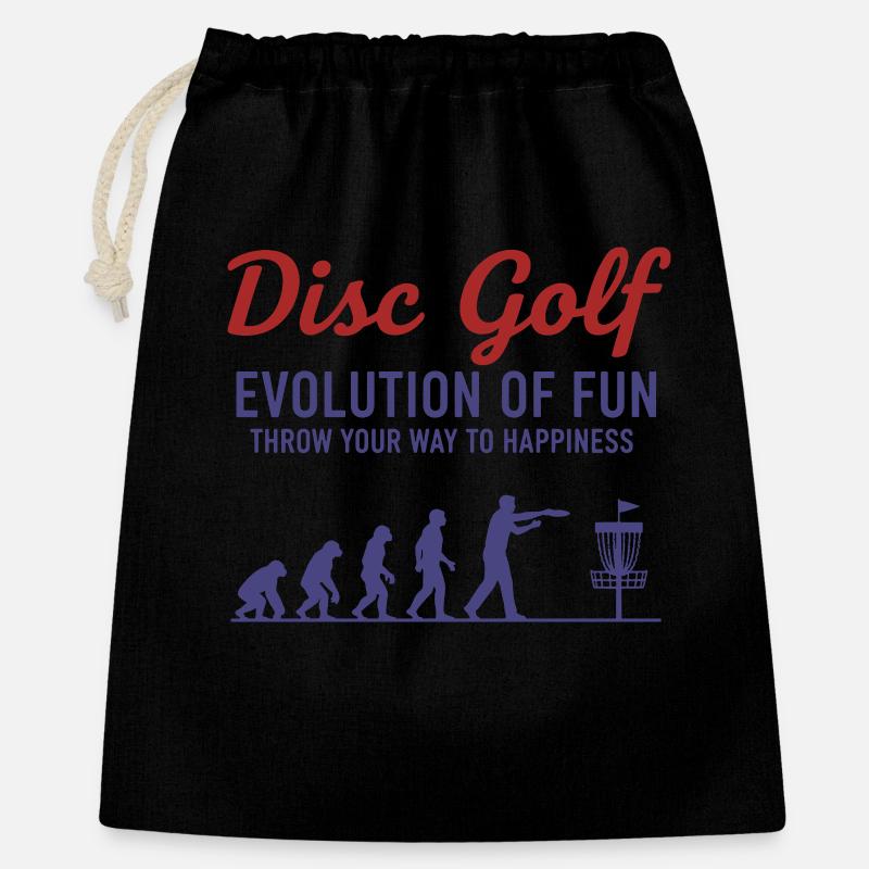 Disc Golf Evolution Of Fun Throw Your Way - Gift Bag 40 x 50 cm - black