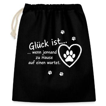 Happiness is... Someone is waiting at home – Dog Design - Gift Bag 40 x 50 cm - black - Front