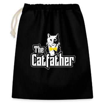 The Catfather I Katzen Dad Geschenk I Maine Coon - Geschenkbeutel aus Baumwolle (40 x 50 cm) - Schwarz - Vorne