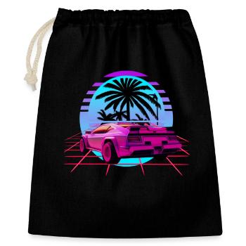 Retro Wave Sport Car Vaporwave Sunset - Gift Bag 40 x 50 cm - black - Front