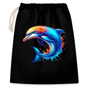 Delfin - Geschenkbeutel aus Baumwolle (40 x 50 cm) - Schwarz - Vorne