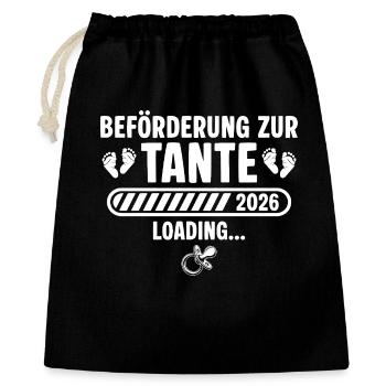 Tante 2026 Schwangerschaft verkünden - Geschenkbeutel aus Baumwolle (40 x 50 cm) - Schwarz - Vorne