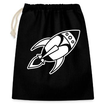 Retro Space Rocket – Weltall Raumschiff Design - Geschenkbeutel aus Baumwolle (40 x 50 cm) - Schwarz - Vorne