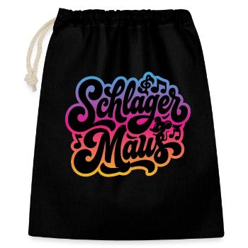 Schlager Maus - Schlagermaus - Schlagermusik - Geschenkbeutel aus Baumwolle (40 x 50 cm) - Schwarz - Vorne