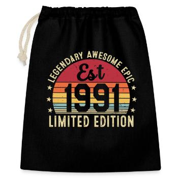35ème anniversaire - Cadeau Vintage 1991 - Sac cadeau 40 x 50 cm - noir - Devant