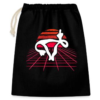 Fick dich Gebärmutter - Uterus Retro Wave Sunset - Geschenkbeutel aus Baumwolle (40 x 50 cm) - Schwarz - Vorne