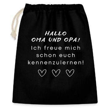 Hallo Oma und Opa - Geschenkbeutel aus Baumwolle (40 x 50 cm) - Schwarz - Vorne