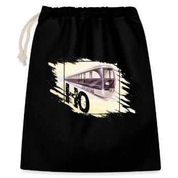 Modellbahn Spur H0 Design - Geschenkbeutel aus Baumwolle (40 x 50 cm) - Schwarz - Vorne