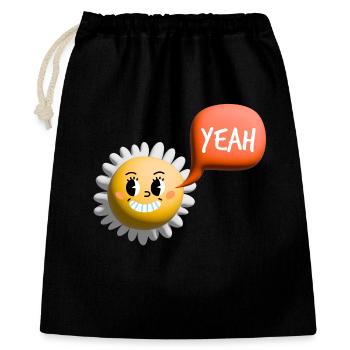 sonne yeah 3d - Geschenkbeutel aus Baumwolle (40 x 50 cm) - Schwarz - Vorne