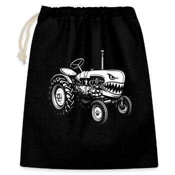 Haifisch-Traktor Attacke - Geschenkbeutel aus Baumwolle (40 x 50 cm) - Schwarz - Vorne
