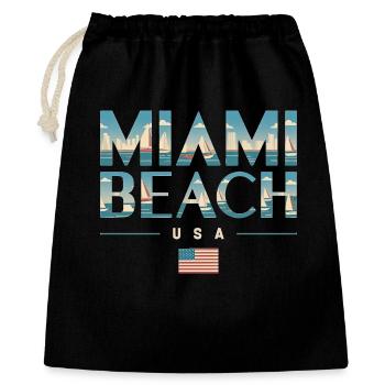 Miami Beach Palmiers Ville Voyage Design - Sac cadeau 40 x 50 cm - noir - Devant