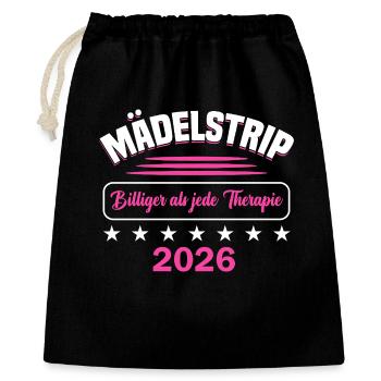 Mädelstrip 2026 Girls Trip Mädelstour Mädlstrip - Geschenkbeutel aus Baumwolle (40 x 50 cm) - Schwarz - Vorne