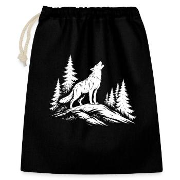 loup hurlant - Sac cadeau 40 x 50 cm - noir - Devant