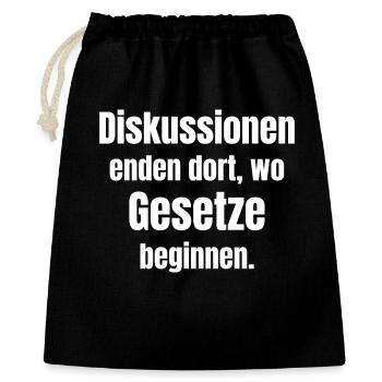 Discussions end where laws begin. - Gift Bag 40 x 50 cm - black - Front
