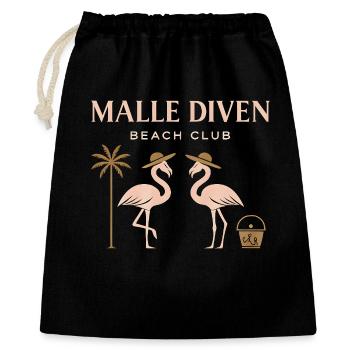 Malle Diven Beach Club Flamingo Mallorca Party  - Geschenkbeutel aus Baumwolle (40 x 50 cm) - Schwarz - Vorne