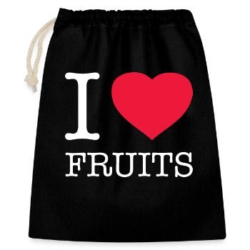 I LOVE FRUITS - Geschenkbeutel aus Baumwolle (40 x 50 cm) - Schwarz - Vorne