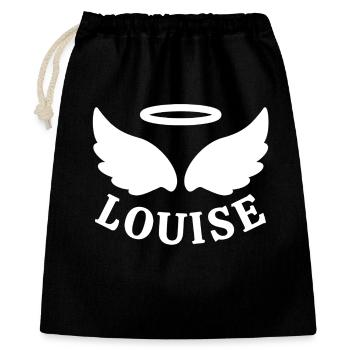 Louise, Frankreich hat Angst, 11 Jahre alt, kleiner Engel - Geschenkbeutel aus Baumwolle (40 x 50 cm) - Schwarz - Vorne
