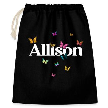 Beau prénom de fille avec des papillons ALLISON - Sac cadeau 40 x 50 cm - noir - Devant