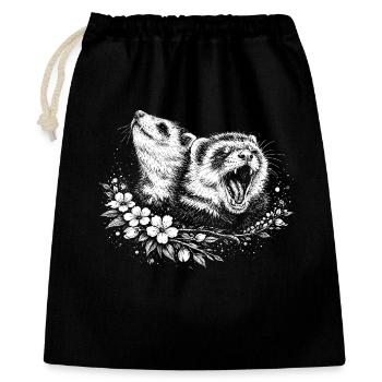 Furets dans le cercle des fleurs - Sac cadeau 40 x 50 cm - noir - Devant