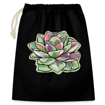 Echeveria Fettblattrosette Sukkulente - Geschenkbeutel aus Baumwolle (40 x 50 cm) - Schwarz - Vorne