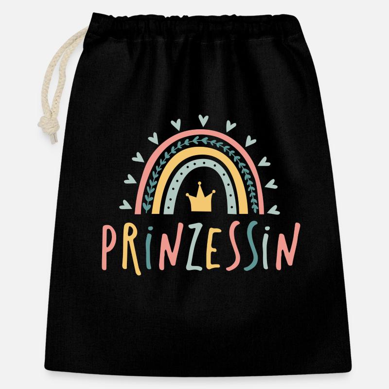 Prinzessin - Regenbogen - Geschenkbeutel aus Baumwolle (40 x 50 cm) - Schwarz
