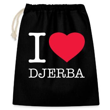 I LOVE DJERBA Tunisia Tunesien - Geschenkbeutel aus Baumwolle (40 x 50 cm) - Schwarz - Vorne