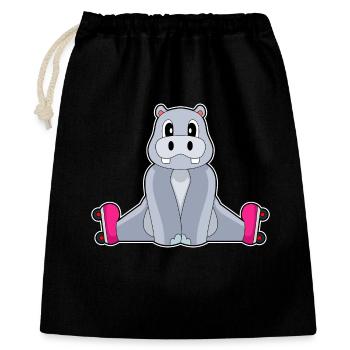 Hippopotamus Inline skating Inline skates - Gift Bag 40 x 50 cm - black - Front