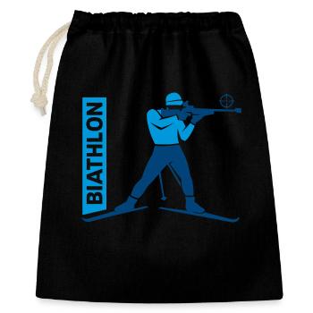 Biathlon Passion Liebhaber Geschenk - Geschenkbeutel aus Baumwolle (40 x 50 cm) - Schwarz - Vorne