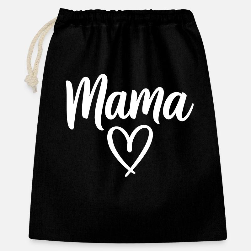 Mama Heart Skript Handgeschriebene Liebe - Geschenkbeutel aus Baumwolle (40 x 50 cm) - Schwarz