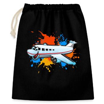 Avion - Sac cadeau 40 x 50 cm - noir - Devant