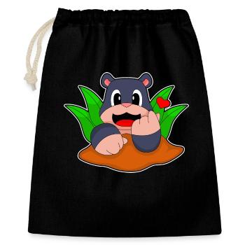 Lustiger Maulwurf  - Geschenkbeutel aus Baumwolle (40 x 50 cm) - Schwarz - Vorne