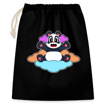 Panda Wolken - Geschenkbeutel aus Baumwolle (40 x 50 cm) - Schwarz - Vorne